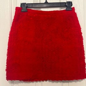 H&M Mini skirt Red Ruffles lined gold tone zip size S
